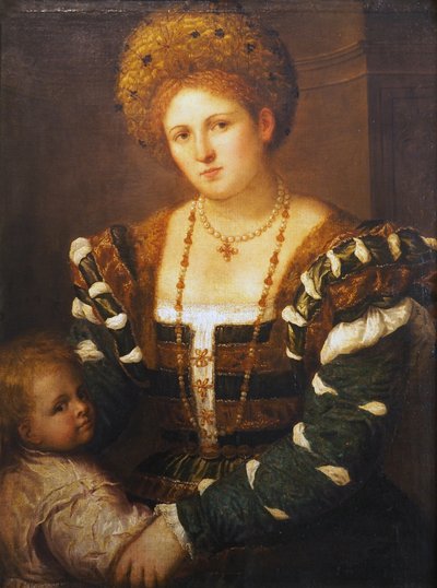 Retrato de uma senhora com seu filho de Paris Bordone